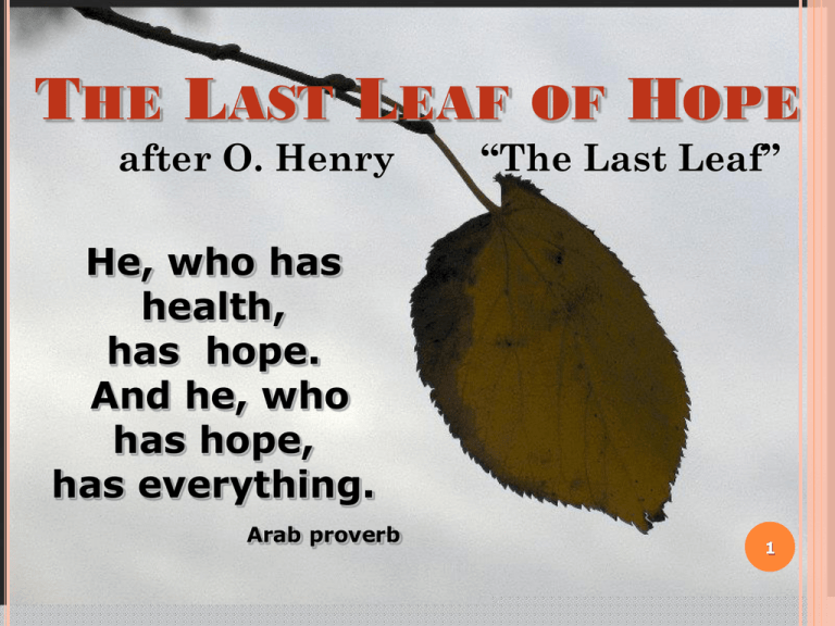 the last leaf by william sydney porter