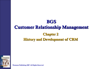 BGS Customer Relationship Management Chapter 2 History and