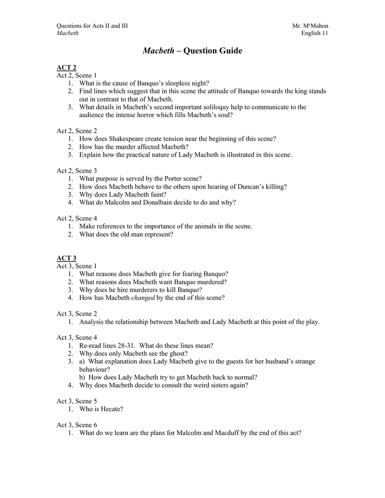 Act 2 And 3 Question Plu Midterm Outline Macbeth Scene 1 Explanation 