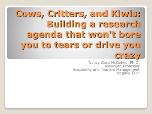 Critters, Cows, and Kiwis: Building a research agenda that won't