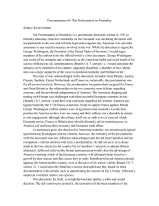 Documentation #4: The Proclamation on Neutrality Sydney Rivera