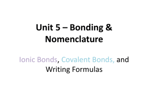 Unit 5 Power Point - Bonding and Nomenclature