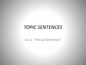 Topic Sentences PowerPoint
