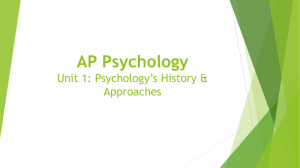 AP Psychology Unit 1: Psychology*s History & Approaches