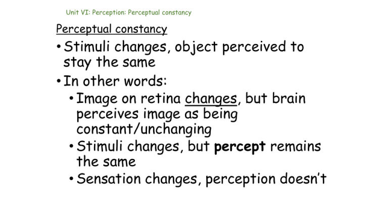what is perceptual constancy