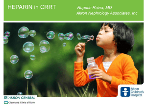 Heparin CRRT - Pediatric Continuous Renal Replacement Therapy