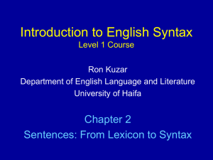 Introduction to Syntax Level 1 Course