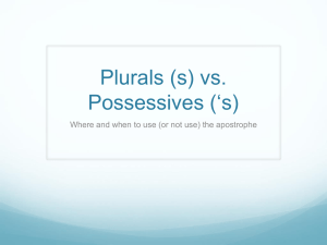 Plurals (s) vs. Possessives (*s)