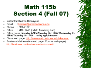 Math 115a – Section 2 - University of Arizona