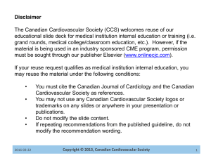 2012 Dyslipidemia Guidelines - Canadian Cardiovascular Society