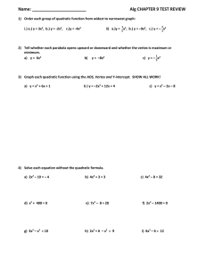 Name: Alg CHAPTER 9 TEST REVIEW