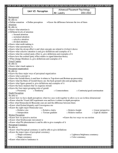 Unit VI: Perception