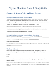 Chapter 6: Newton's Second Law: F = ma