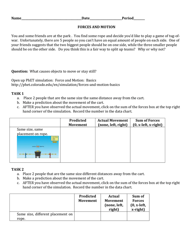 Forces Worksheet 1 Answer Key