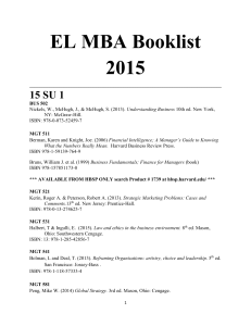 2015 FA MBA Book List - Holy Family University