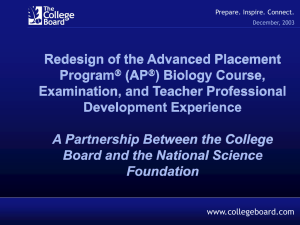 Redesign of the Advanced Placement Program   (AP  ) Biology