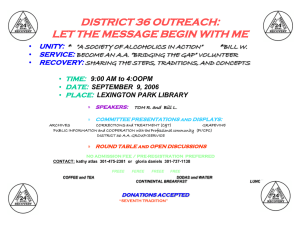 DISTRICT 36 OUTREACH: LET THE MESSAGE BEGIN WITH ME