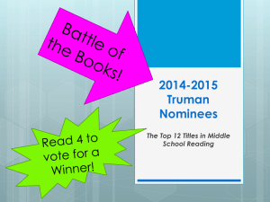 2014-2015 Truman Nominees The Top 12 Titles in Middle School