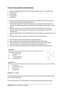 Practice exam questions on Hydrocarbons