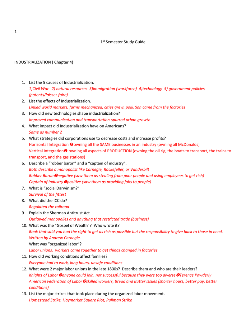 Answer Key To Study Guide Chapters 4 7