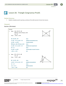 Lesson 26: Triangle Congruency Proofs