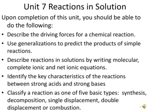 Unit 7 Reactions in Solution