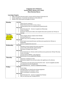 Language Arts 10 Honors Lesson Plans: Week of 10.1.2012 Miss