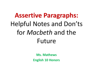Assertive Paragraphs about Macbeth