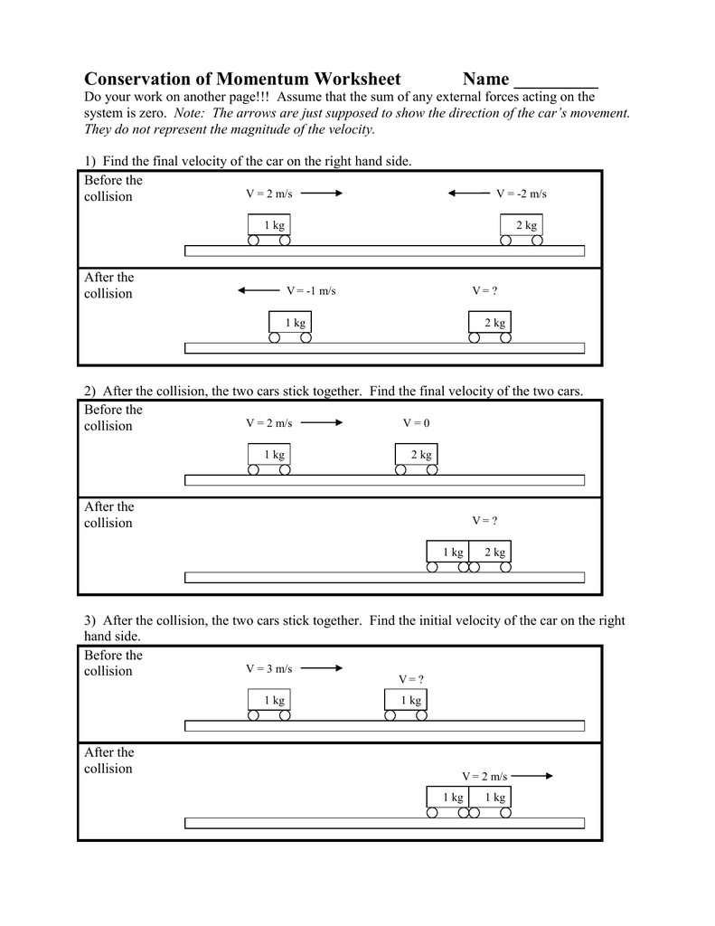 elastic-collision-worksheet