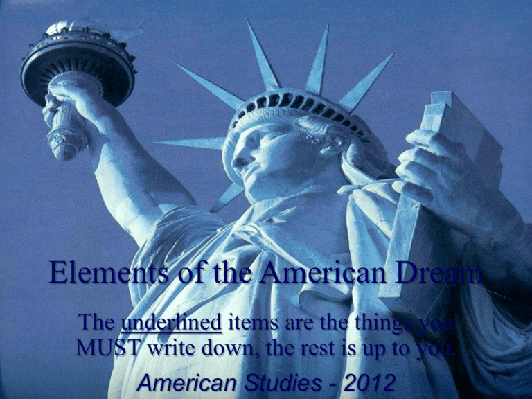 Elements Of The American Dream