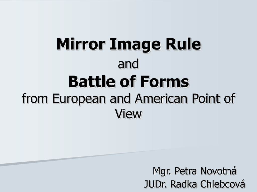 Mirror Image Rule, Another Word For Mirror Image Rule