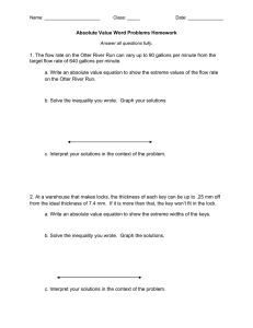 Absolute Value Word Problems Homework