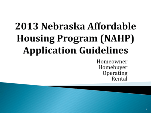 2013 Nebraska Affordable Housing Program (NAHP) Application