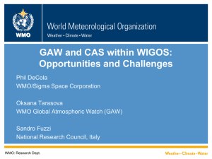 GAW and CAS within WIGOS - Group on Earth Observations