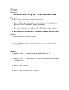 Definitions and Listing the Conditions for Inference