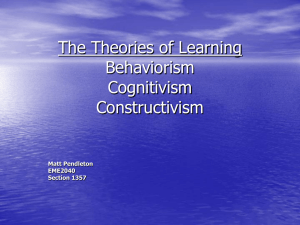 Behaviorism Cognitivism Constructivism