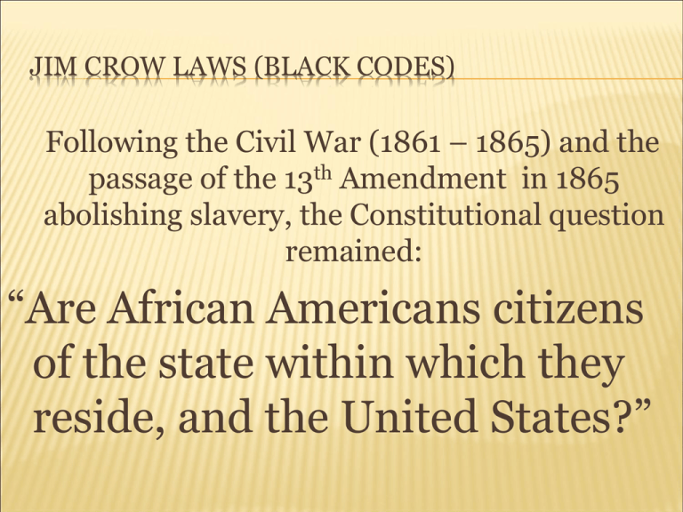 Jim Crow Laws North Penn School District 9646