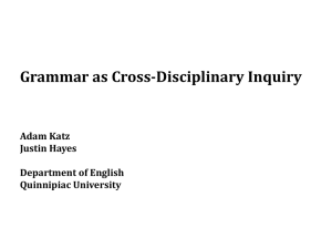 Grammar as Inquiry Adam Katz Justin Hayes Department of English