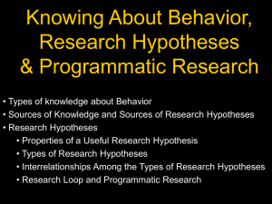 “Knowing” & Research Hypotheses
