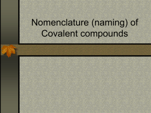 Nomenclature (naming) of Covalent compounds