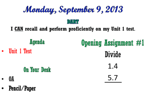OA #1, September 9-13 - Laurel County Schools