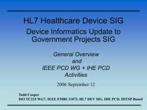 HL7 DEV SIG Update to Government Projects SIG