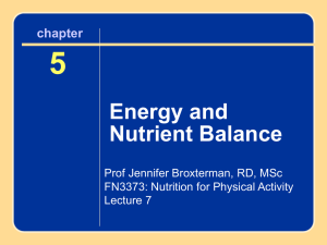 FN3373, Lecture 7 (OWL) – Ch 5 (Energy & Nutrient Balance)