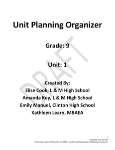 Unit 1 UPO - Grade 9 - Mississippi Bend AEA