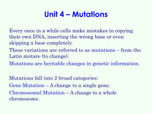 Unit 4 – Mutations