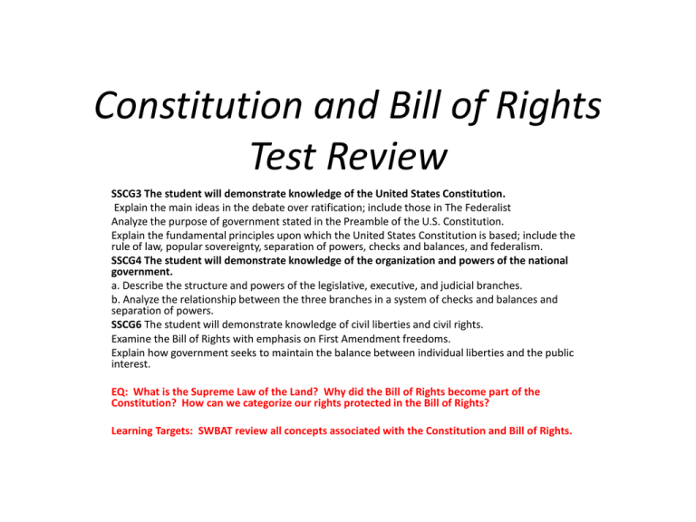 constitution-and-bill-of-rights-test-review