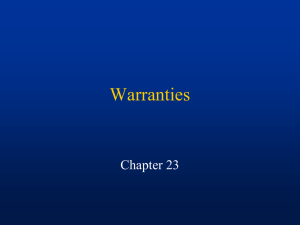 Warranties, Product Liability and Consumer Law