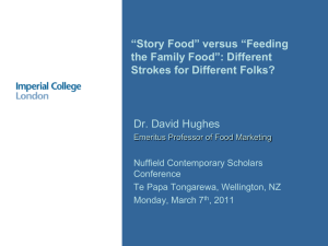 Story Food* versus *Feeding the Family Food