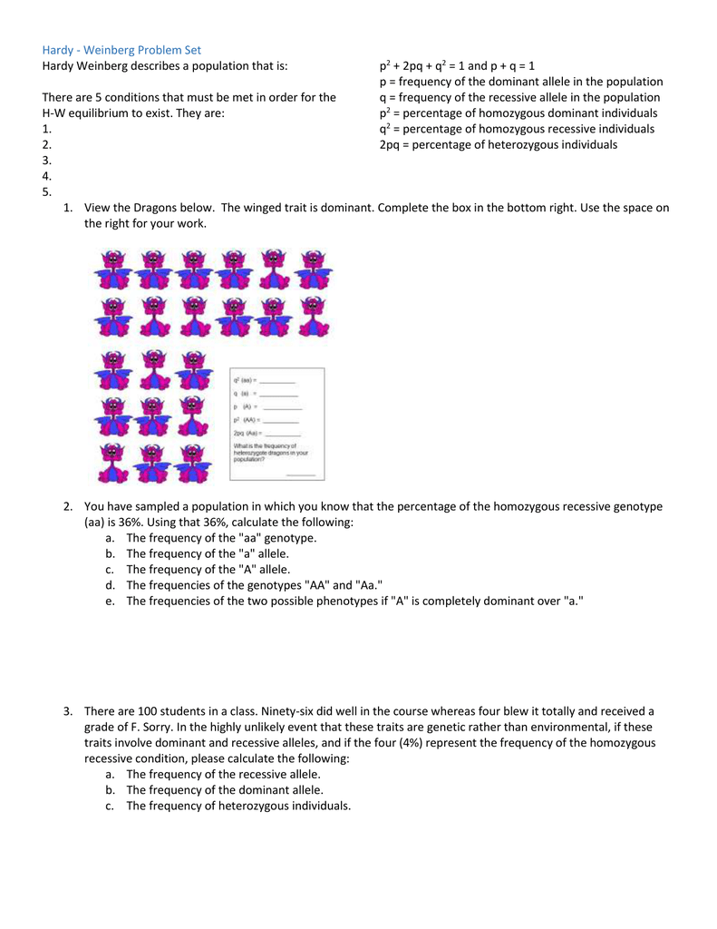 Hardy Weinberg Problem Set