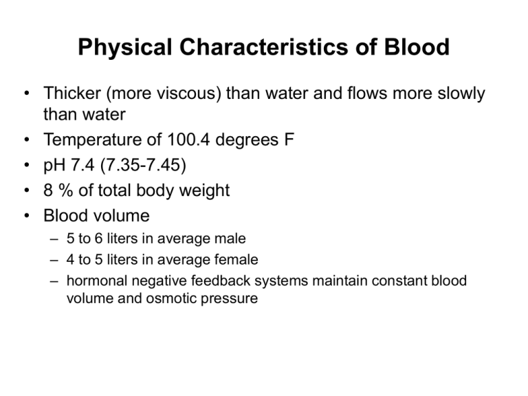 Physical Characteristics Of Blood